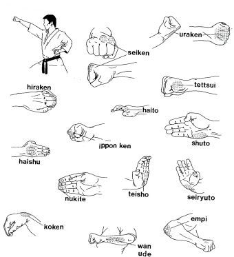 Les armes naturelles de la main du karaté